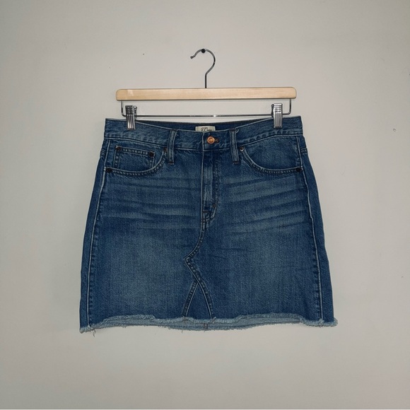J. Crew Jean Skirt Women’s Size 29 Medium Blue Wash Denim Cut Off Mini Vintage - Picture 2 of 6